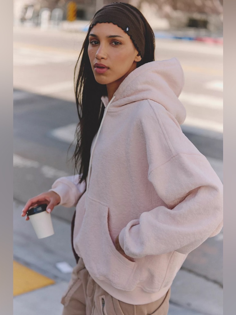 Nwt Fp Movement Final Call Flocked Velvet Hoodie $168 Msrp
